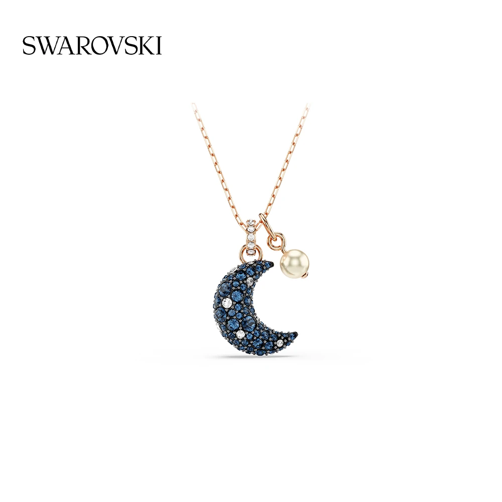 合金仿水晶项链 施华洛世奇UBLIMA月亮仿珍珠女项链送女朋友礼物