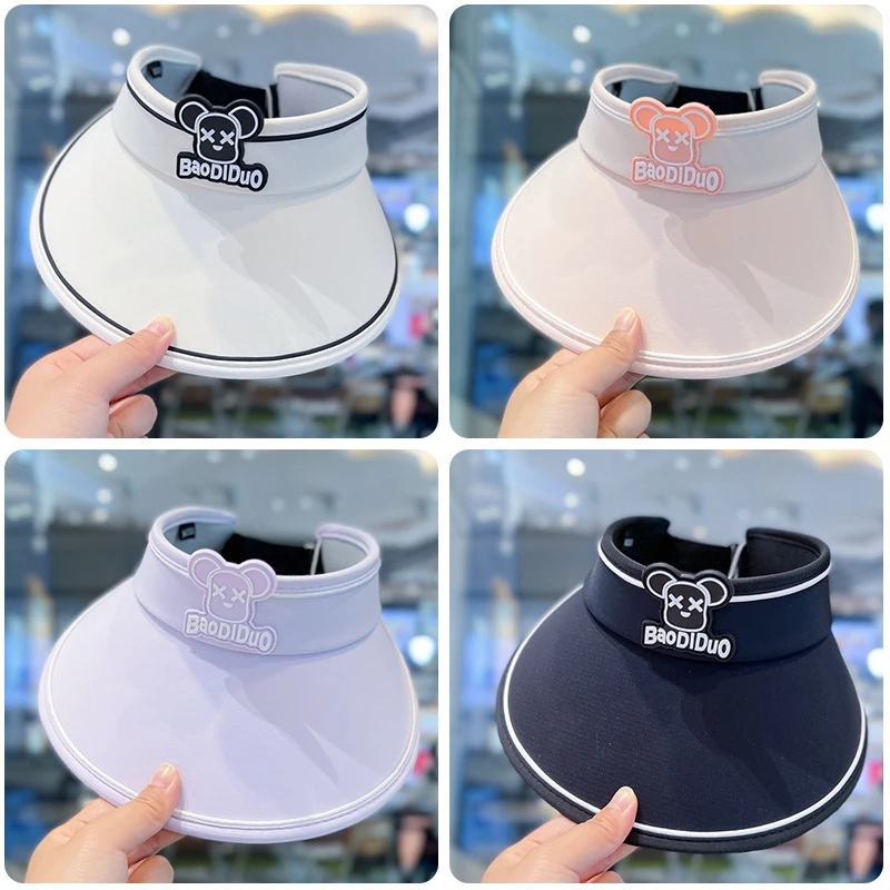 儿童帽子男童夏天防晒帽防紫外线冰丝空顶帽女童宝宝遮阳太阳帽子