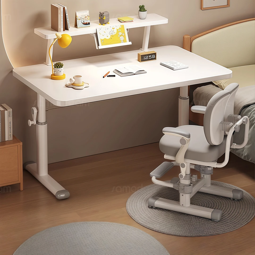儿童学习桌可升降小学生家用课桌简约儿童专用书桌大白桌桌椅组合