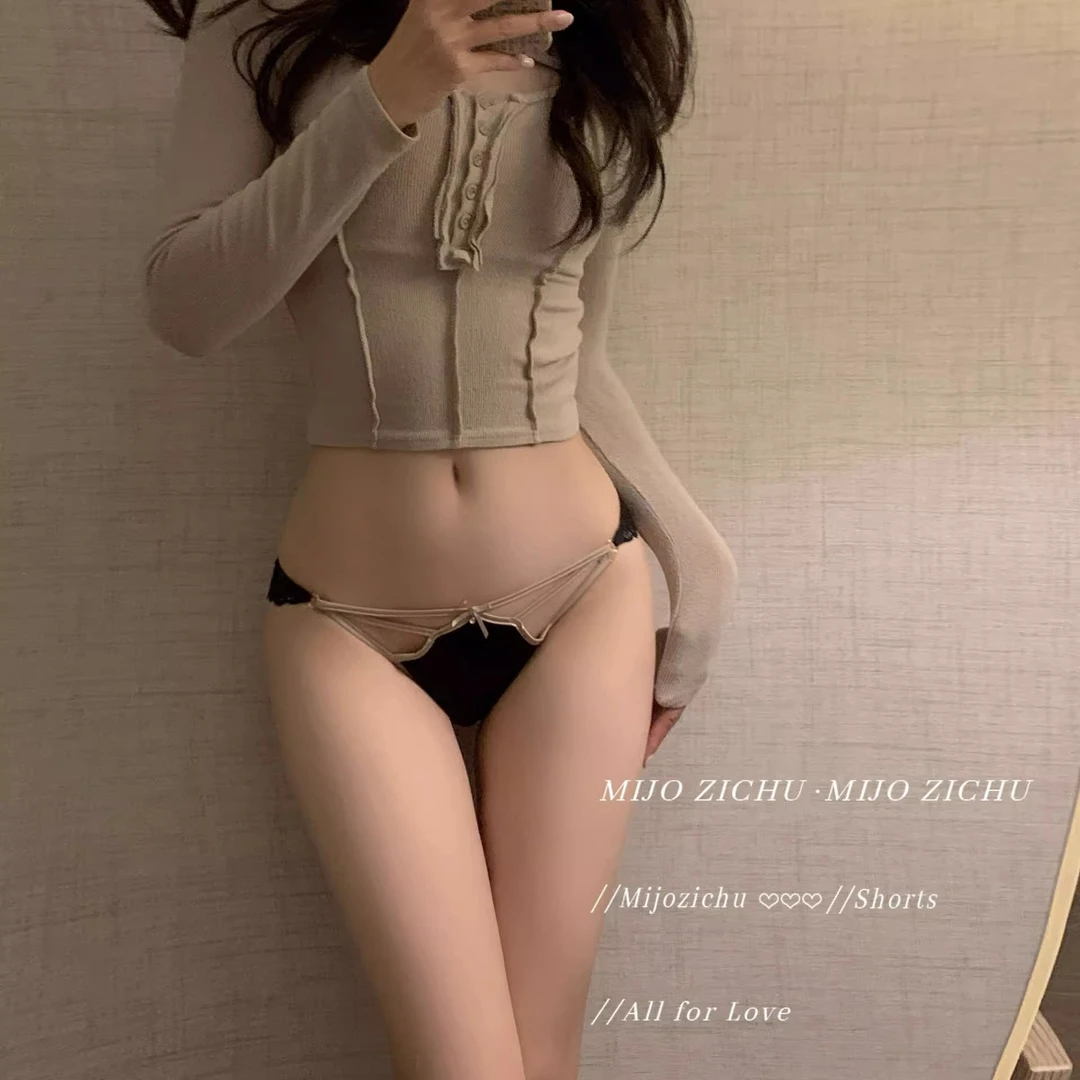 2025新款性感法式细带镂空蕾丝内裤轻奢缎面提花舒适透气女三角裤