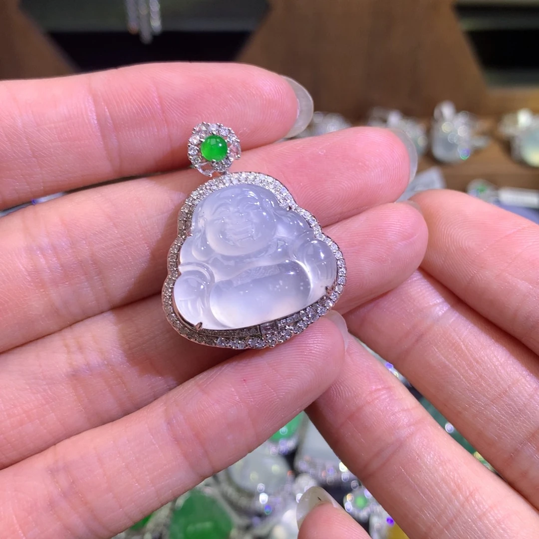 翡翠18K金镶嵌吊坠(不含链)