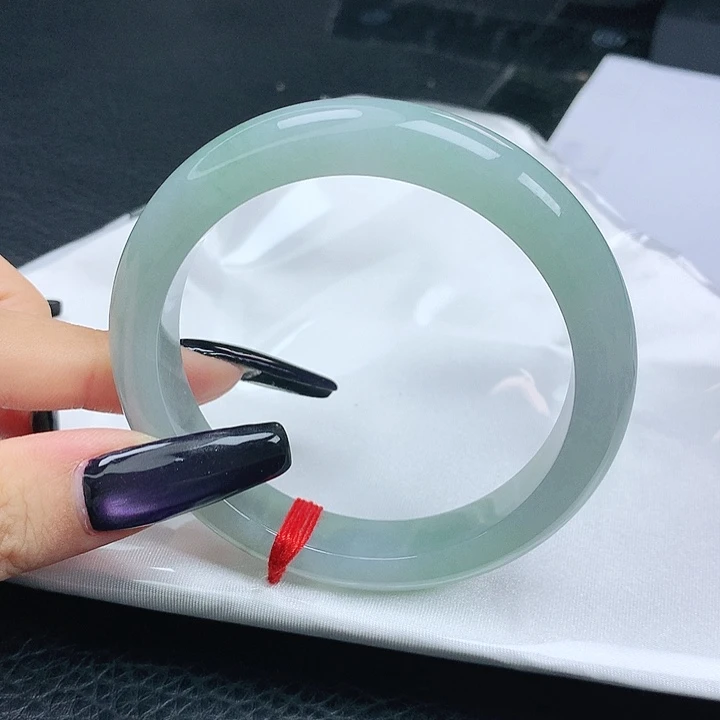 翡翠手镯未镶嵌翡翠58.0冰润晴蓝正圈