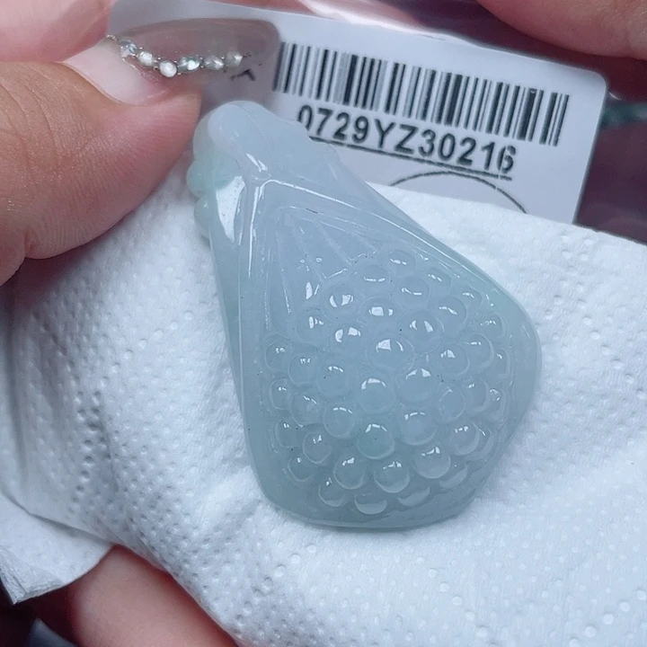 翡翠足银镀金镶嵌吊坠(不含链)