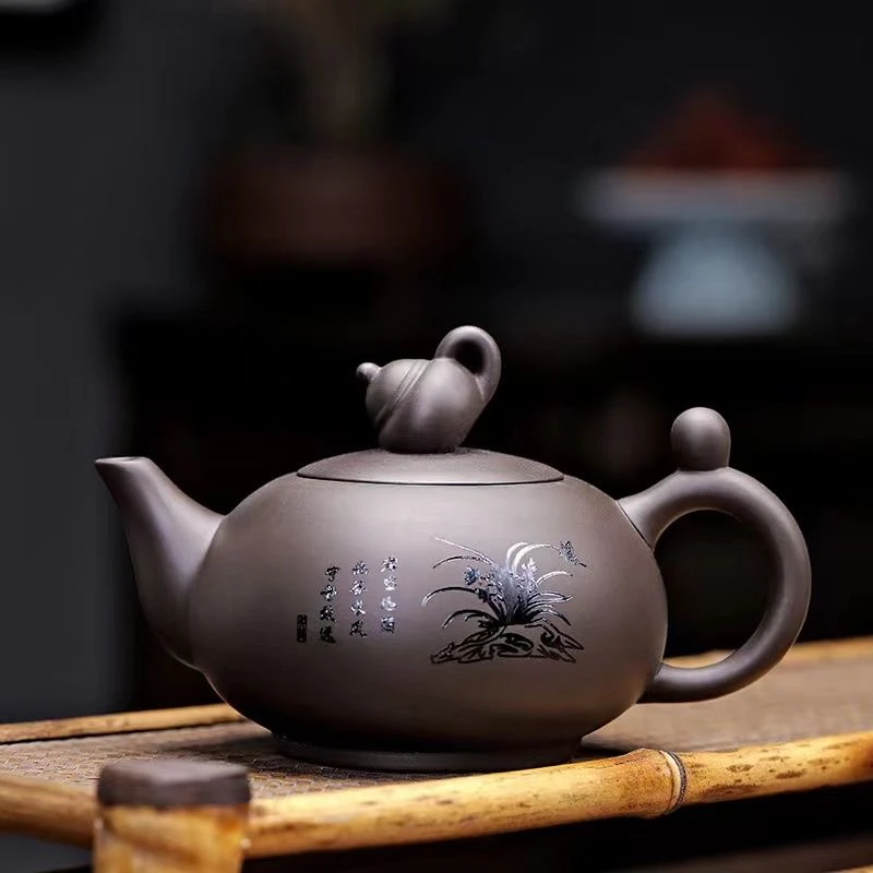 紫砂紫泥兰花幽香福禄西施壶（祺辉）DY38