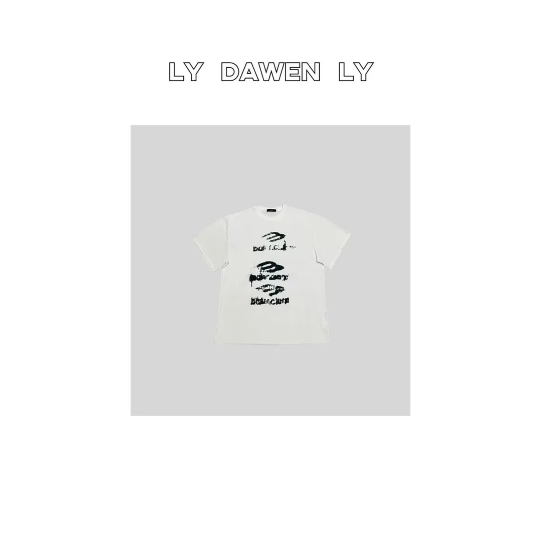 DAWEN  | 美式高街风休闲简约印花宽松T恤 M490#