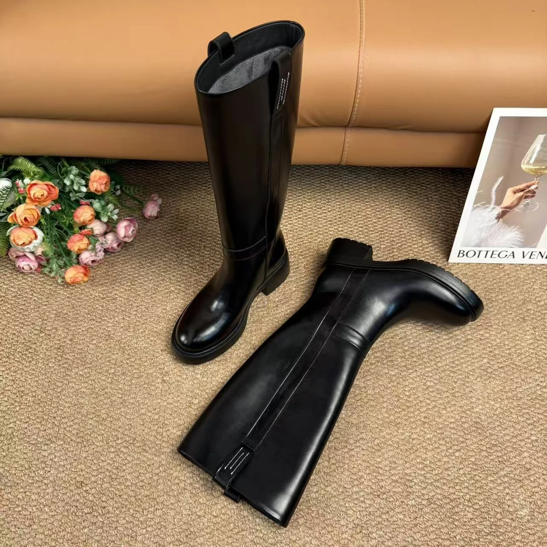 爱马家同款2025高筒小众直筒小个子增高显瘦真皮极简马术靴1088