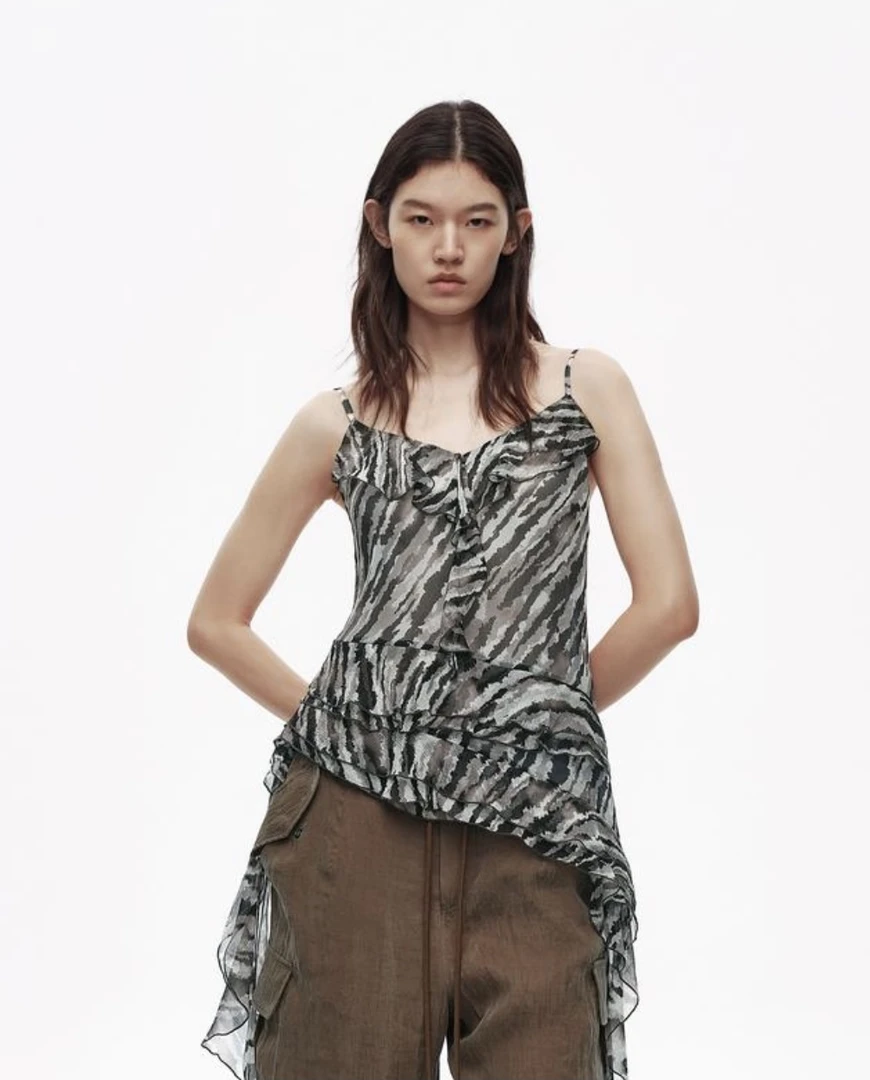 AVVENN设计师款夏季豹纹花式吊带