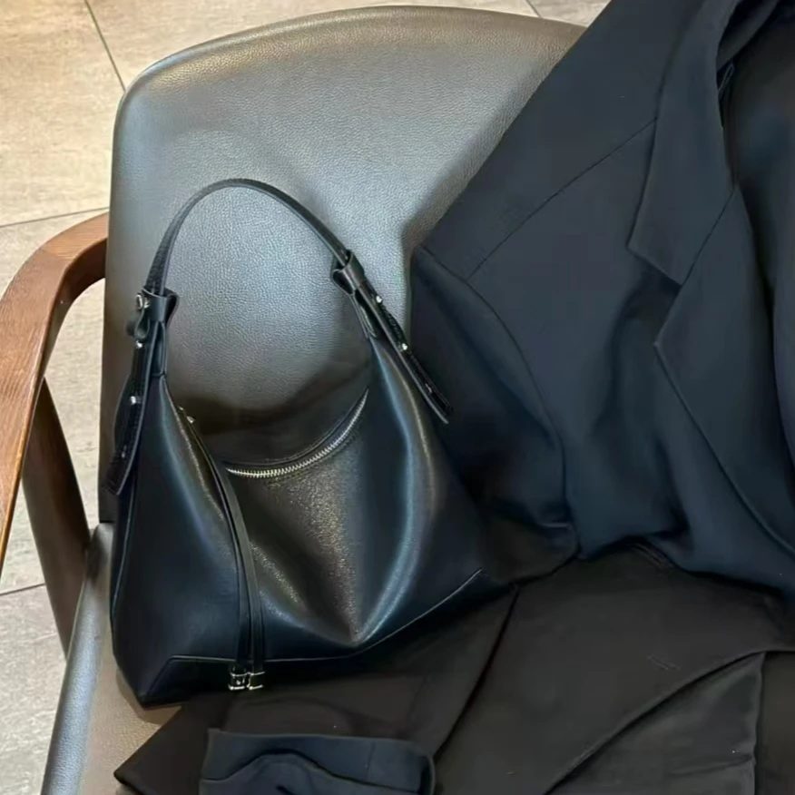 小河家牛皮单肩手提通勤托特斜挎包89086