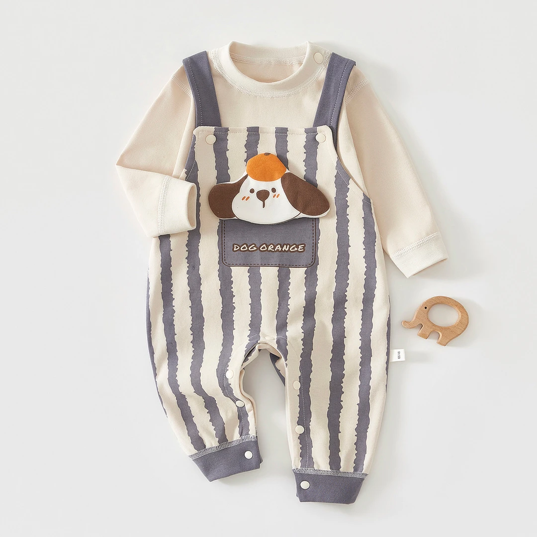 宝宝秋季套装婴幼儿背带裤连体衣卡通超萌外出服婴儿两件套春秋装