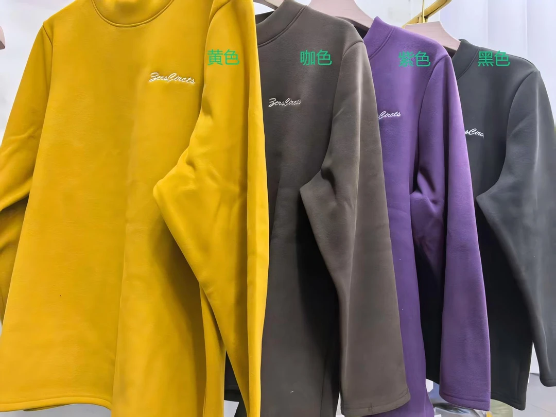 冬季大码宽松休闲百搭圆领简约双面绒卫衣