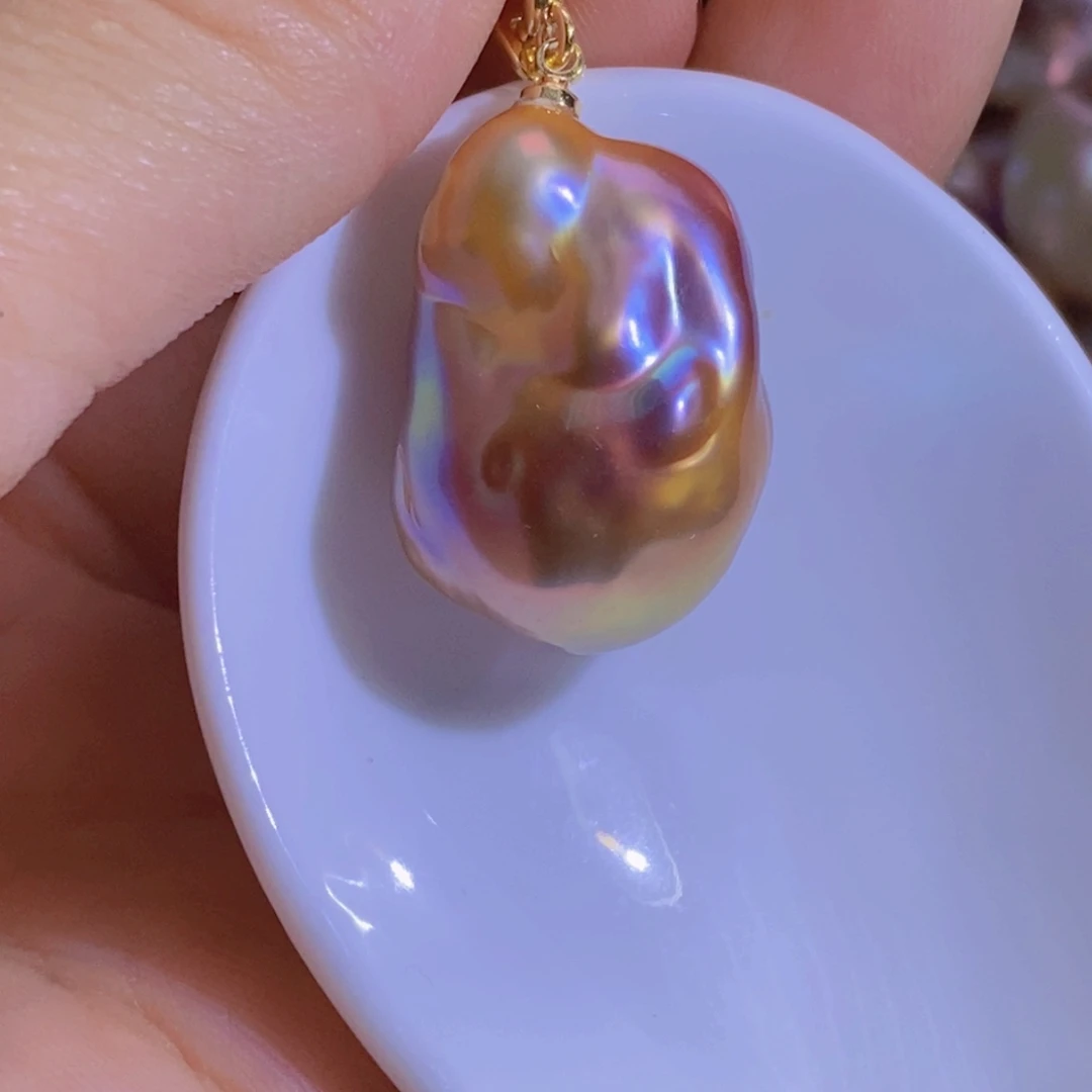 银S925镶嵌淡水珍珠天然淡水珍珠无染色无优化