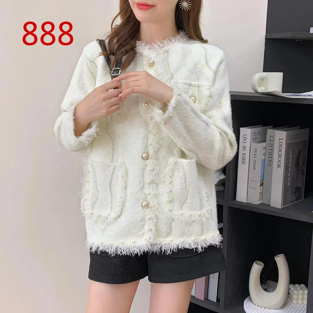 2024年新款气质轻奢短款时尚百搭编织重工女装小香风-888