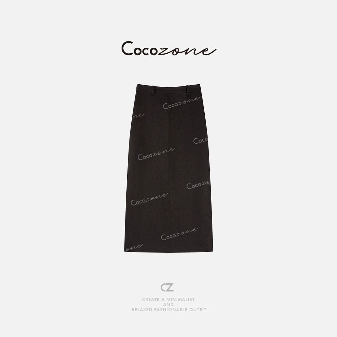COCO ZONE 刘一一 【100亚麻】复古简约透气直筒半身裙CD1A0739