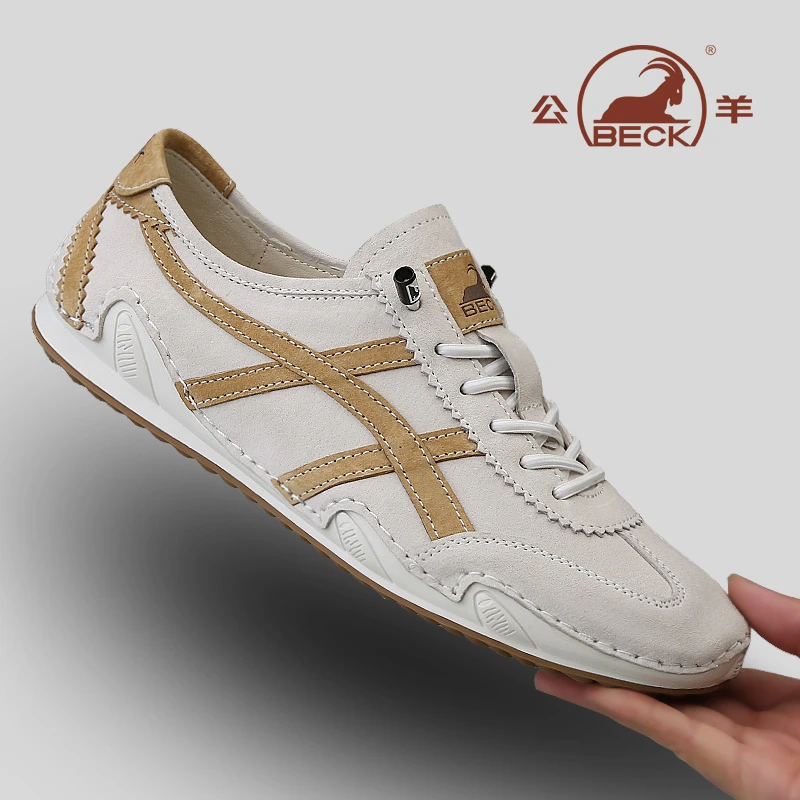 公羊鞋子男2025新款夏季潮流运动休闲潮鞋时尚百搭真皮平底单鞋男