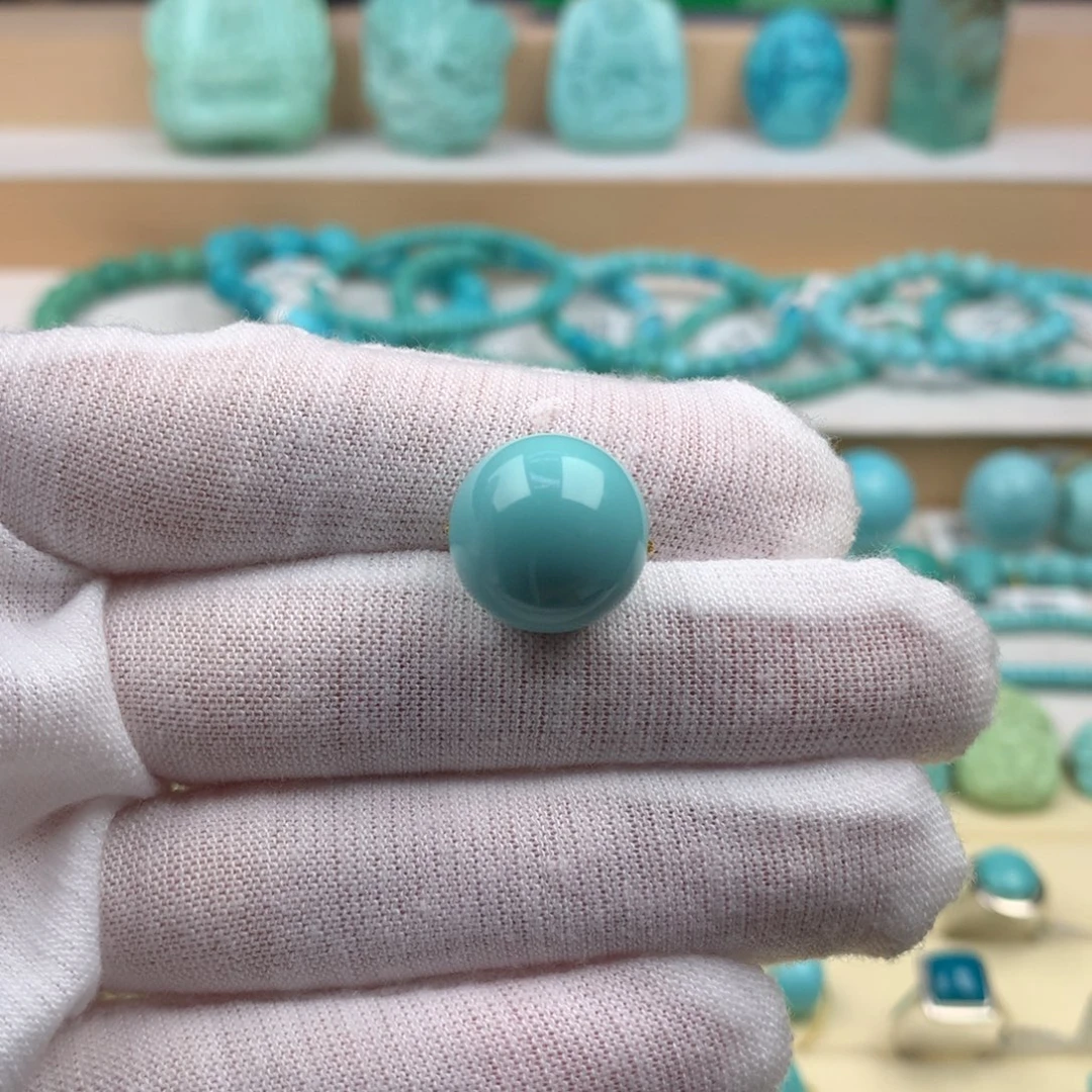 未镶嵌绿松石珠宝奇石14.3mm