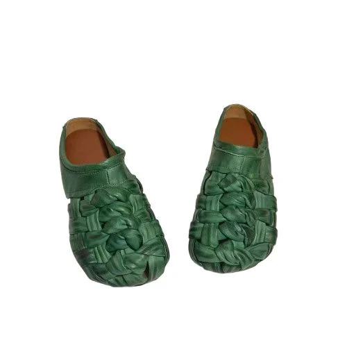 8611-12 真皮编织2025夏季新款手工复古休闲牛皮凉鞋