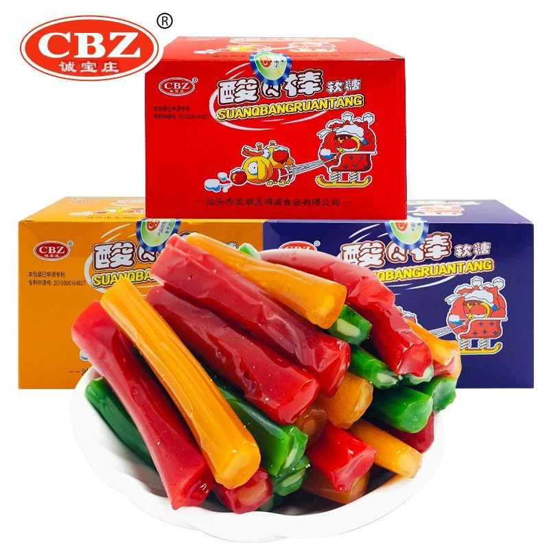 诚宝庄酸q棒软糖水果味童年粘牙糖长条经典拉丝糖00后怀旧零食xk