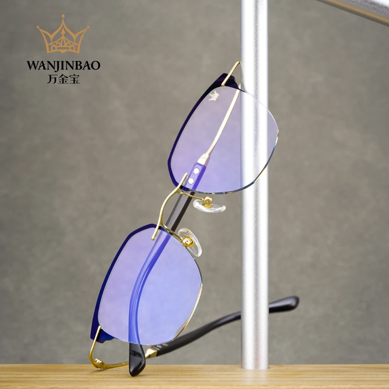 万金宝7027牛角时尚复古男士无框眼镜