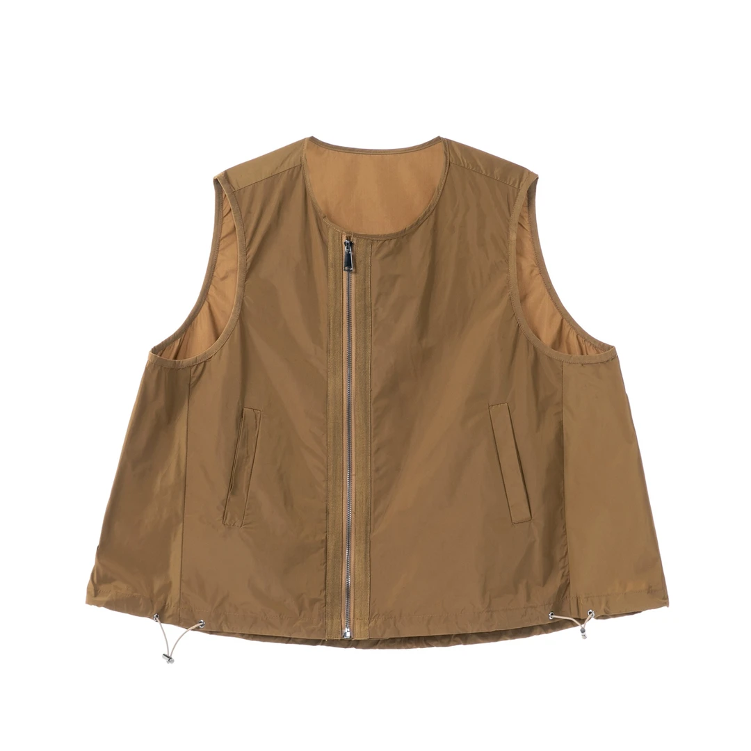 FL休闲百搭斜拉链纯色时尚户外梭织潮流透无袖宽松马甲【2697】TT