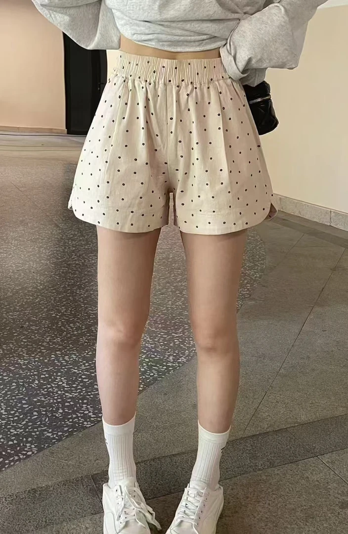 韩系碎花波点棉短裤女夏季