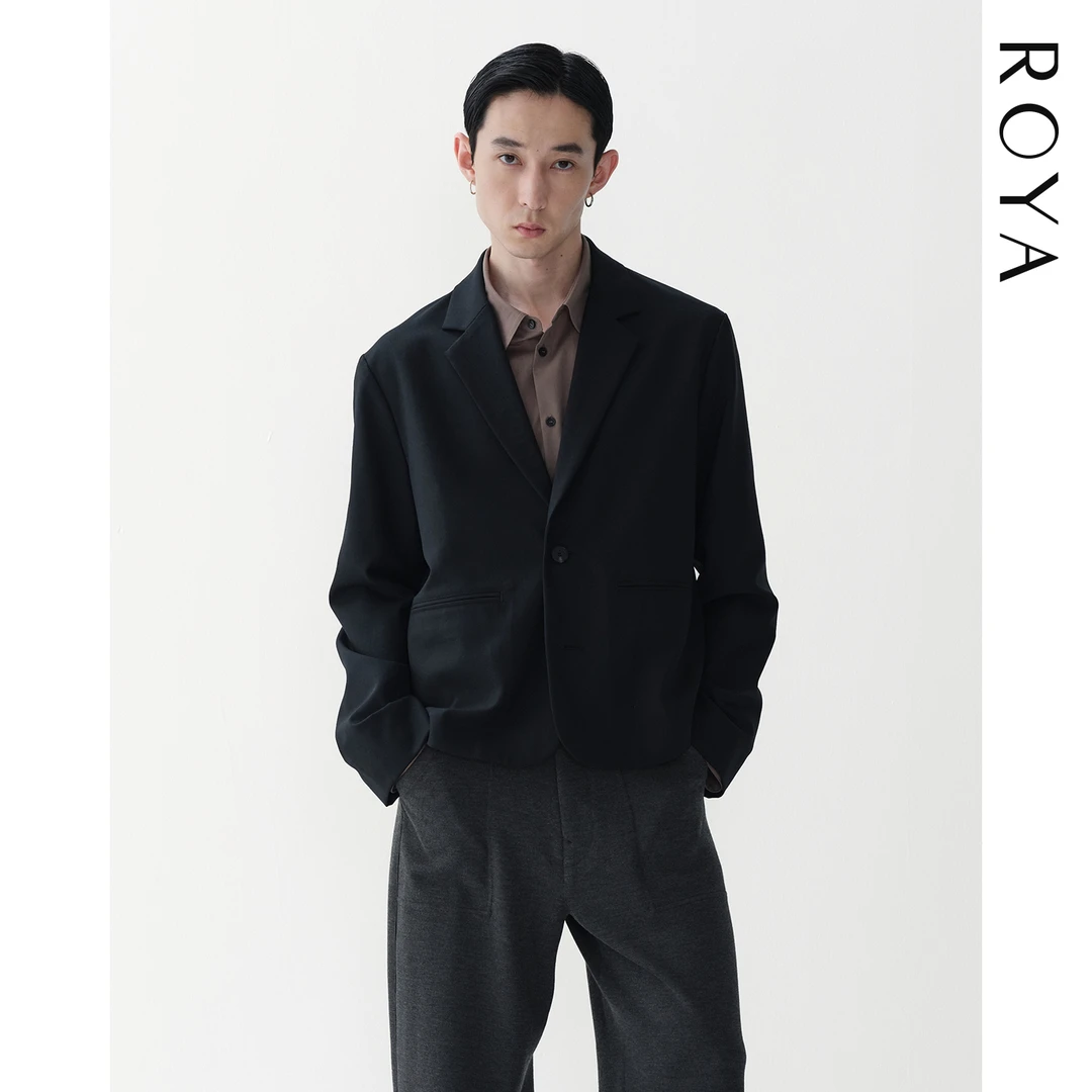 ROYA | 澳洲美丽诺全羊毛半宾霸里布休闲简约通勤短款西装