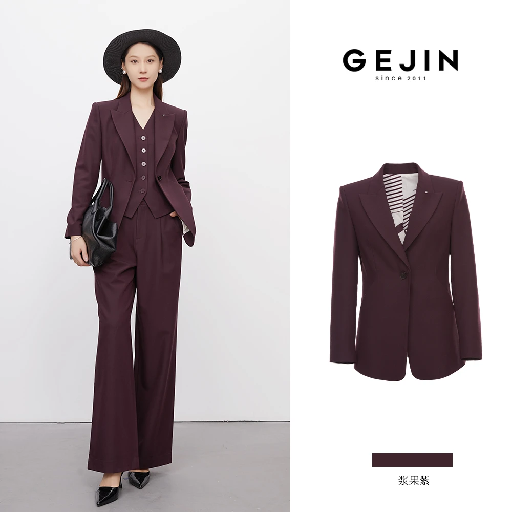 GEJIN/歌锦秋季新款复古优雅时尚休闲百搭西装外套GJ22570107