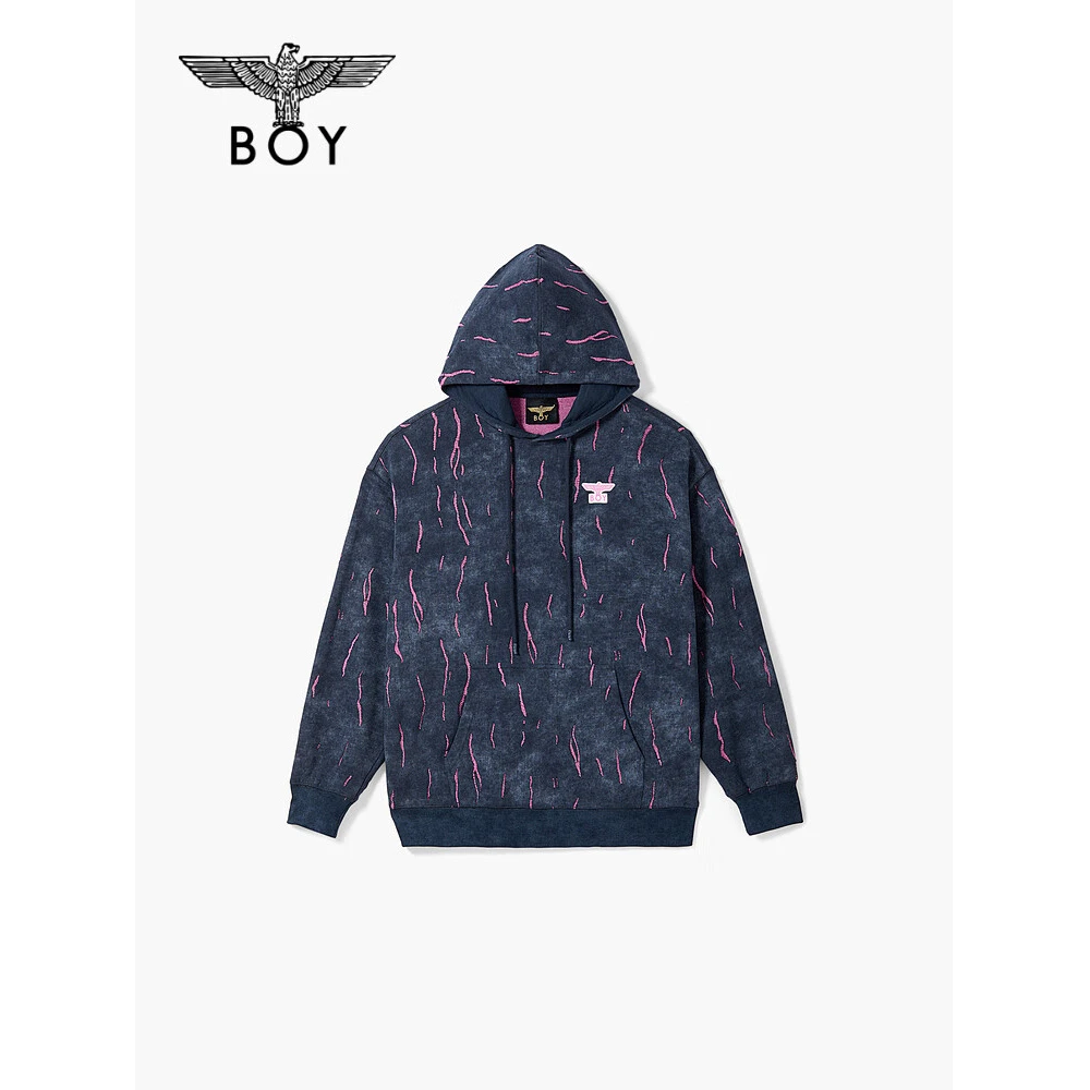 BOY LONDON2025新款连帽套头卫衣女美式提花秋季潮流上衣男N04021