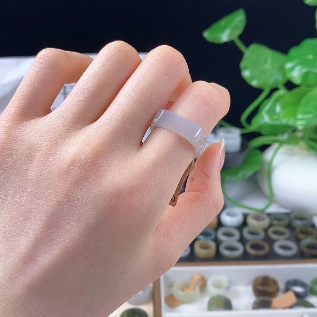 和田玉戒指未镶嵌z24烟紫窄马鞍17.2不退换