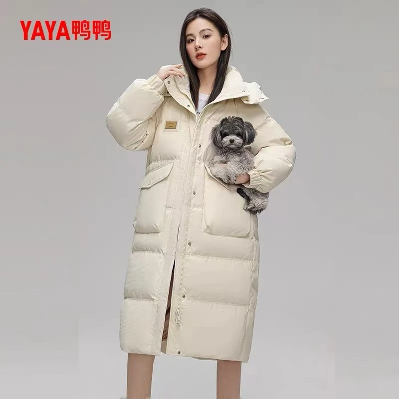 YAYA/鸭鸭中长款时尚加厚保暖羽绒服女2025冬小个子休闲通勤外套