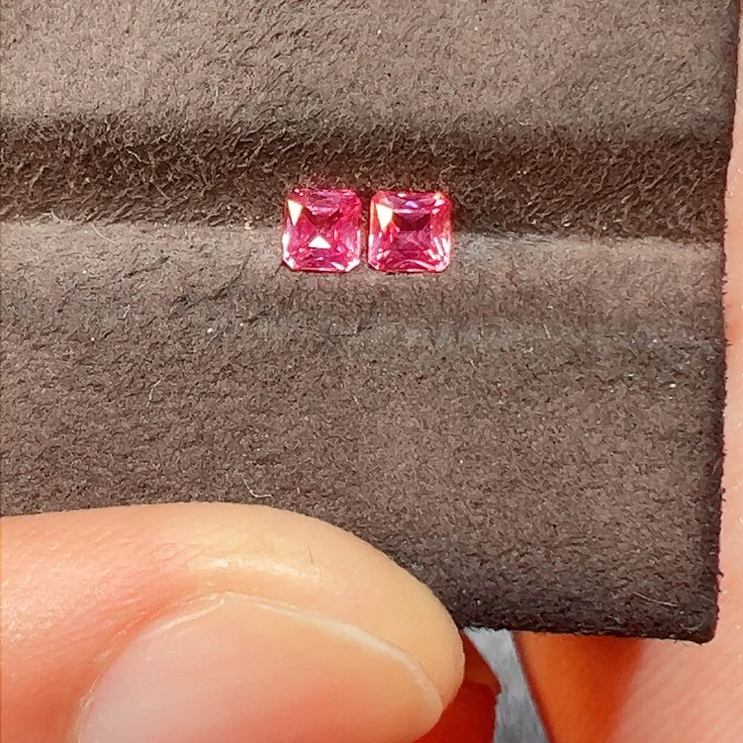 尖晶石裸石未镶嵌豆*天然超级热粉马亨盖尖晶石精切