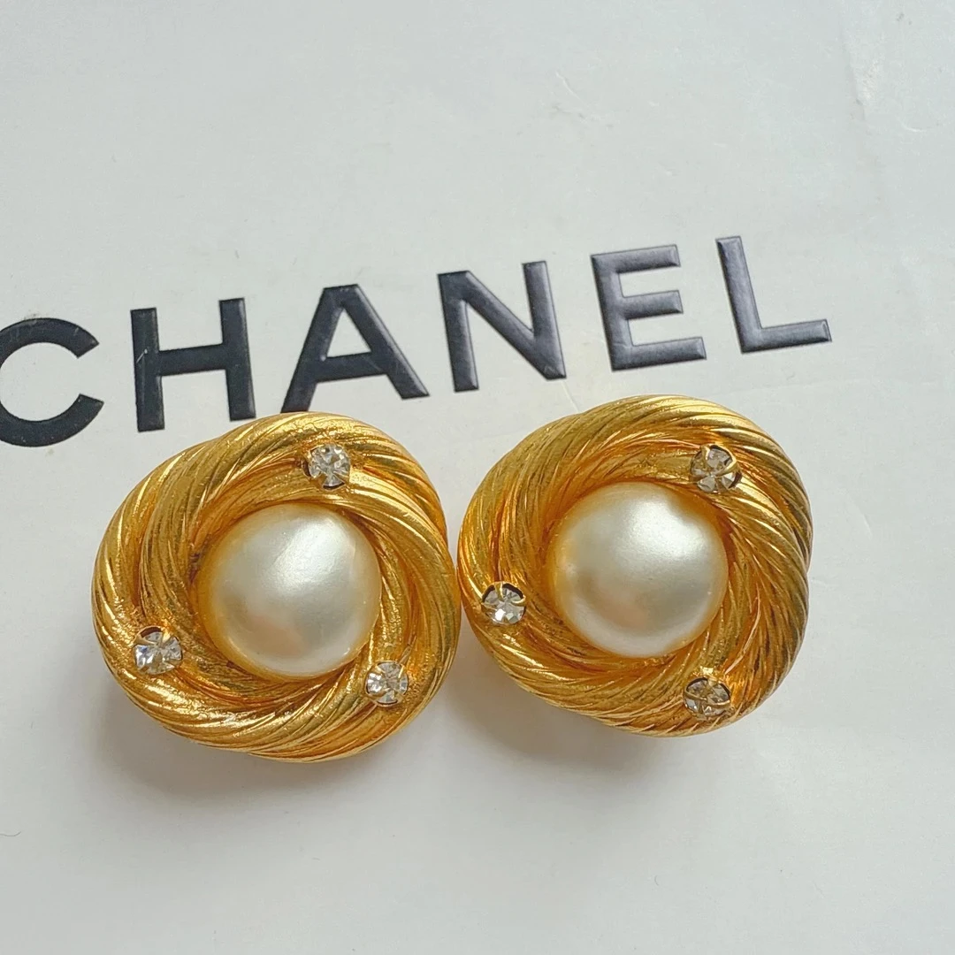 95新 Chanel/香奈儿 Chanel vintage香奈儿中古鸟窝珍珠耳夹