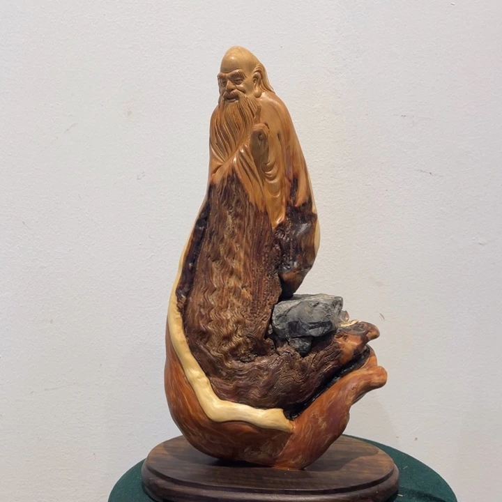 柏木（崖柏）鼹*老子问天摆件