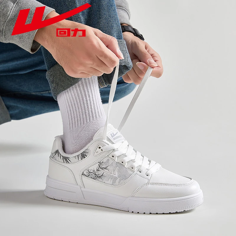 回力水墨画冬季加绒板鞋男款2025新款男鞋低帮休闲情侣板鞋男