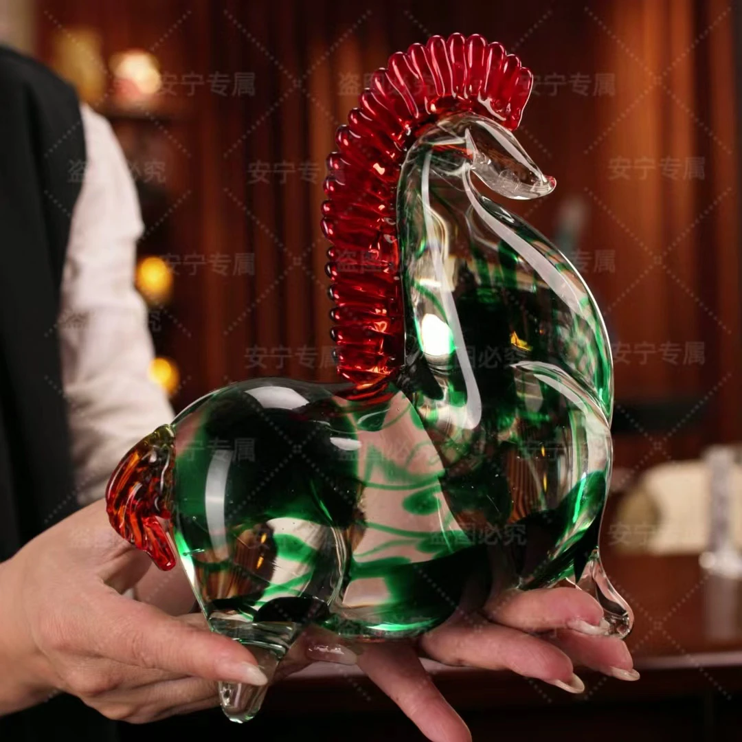 淄博非遗手作琉璃唐马“马上封侯”家居玄关送礼摆件