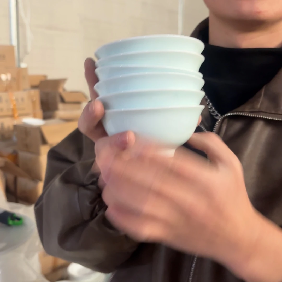 4英寸影青小汤碗6只微瑕