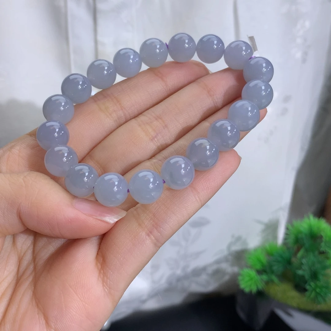 未镶嵌手串翡翠卡10冰润胶蓝紫底