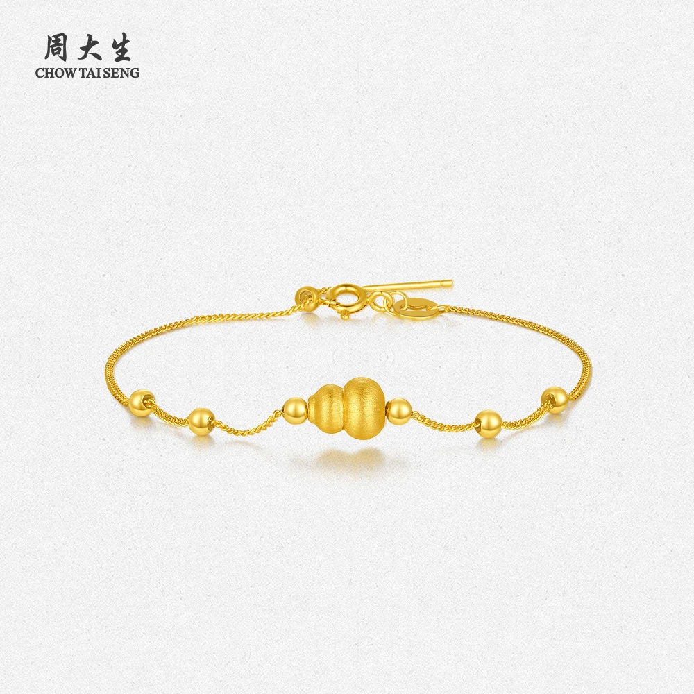 【周大生】足金纳吉福黄金拉丝葫芦转运珠精美百搭饰品 G1QB03052CH
