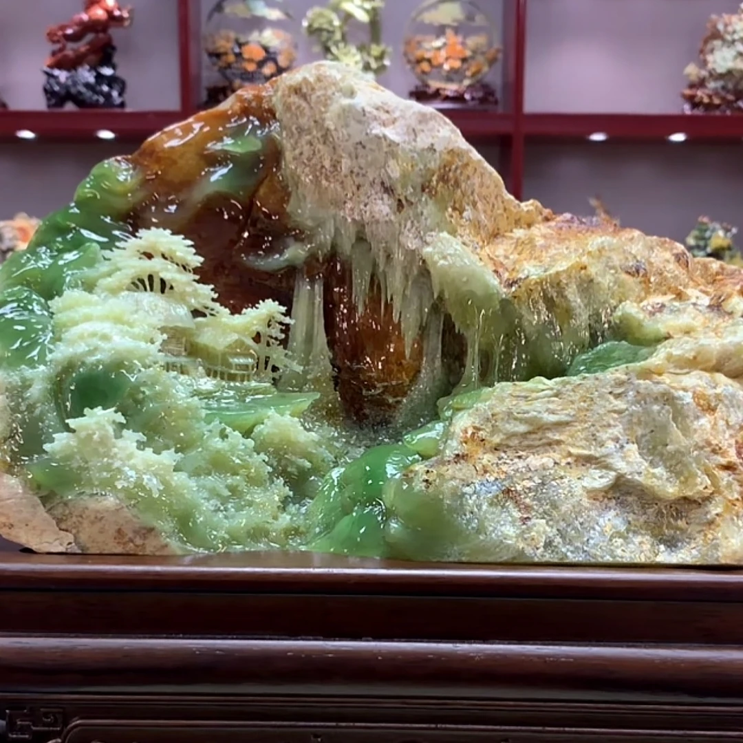 6002家居装饰摆件玉石雕刻电视柜玄关中式创意书房山水花鸟白菜