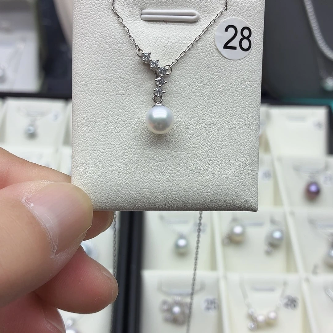 锆石坠链均925银Y字套链