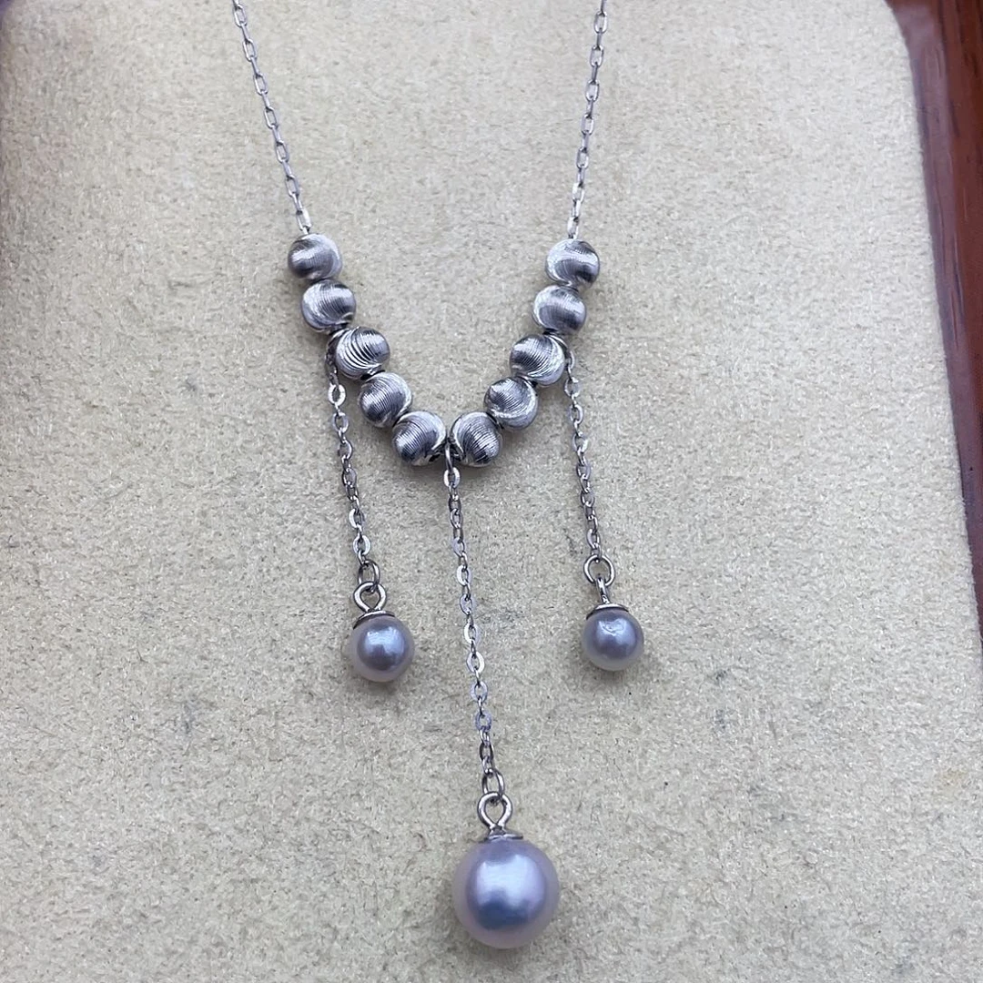 项链银S925镶嵌海水珍珠