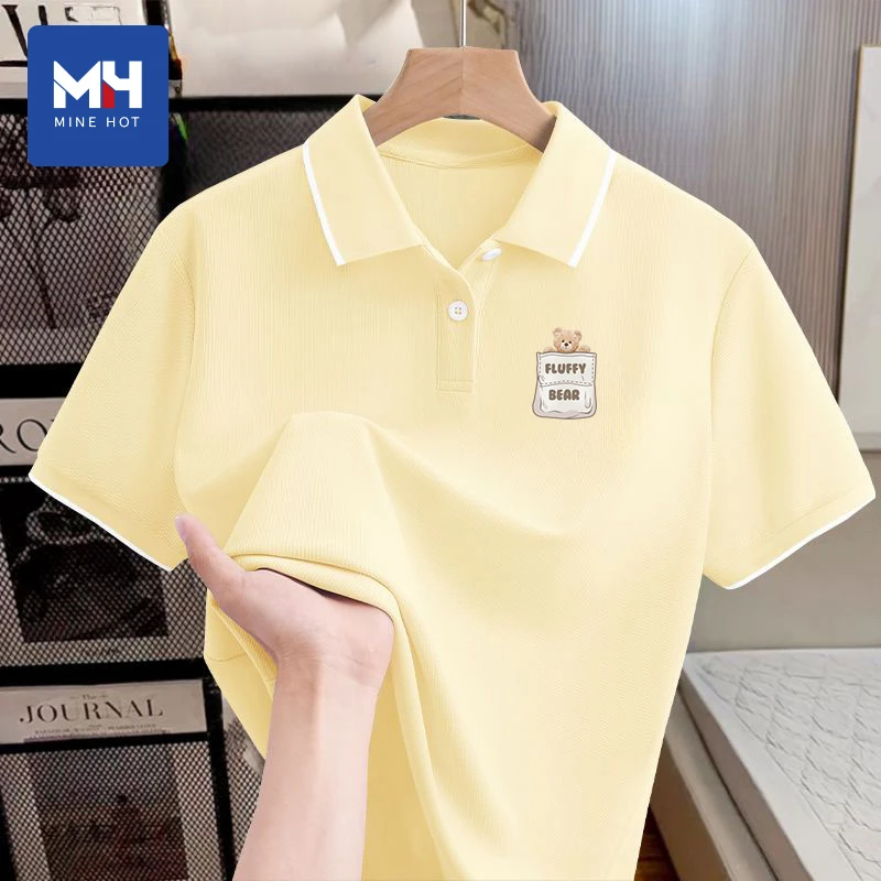 唐狮集团MH黄色polo领短袖女t恤夏2025新款速干防晒正肩休闲上衣P