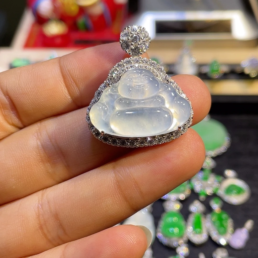 翡翠银S925镶嵌吊坠(不含链)