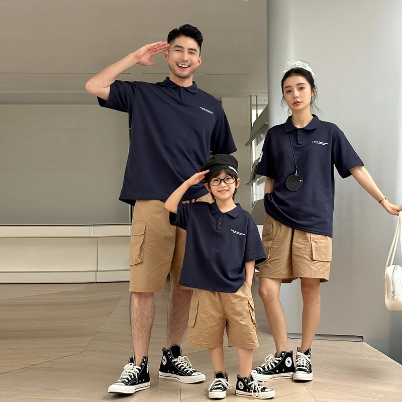 polo衫男童亲子装母子潮款男孩夏季一家三口短袖母女父子二人t恤4