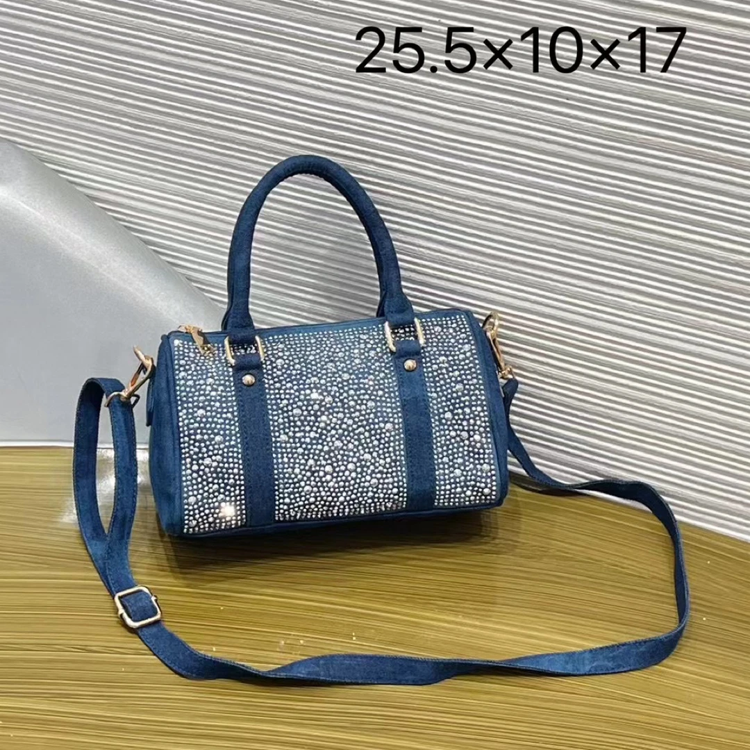 牛仔包小众风复古风单根斜挎包蓝色轻奢编织女士丹宁