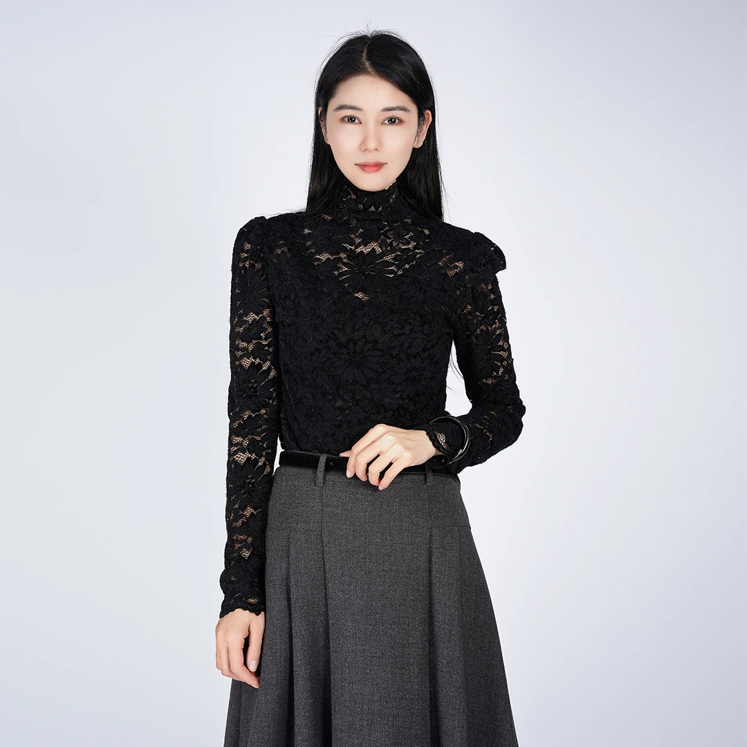 2025秋季中式纯色长袖高领舒适优雅气质内搭女士上衣WH05007720