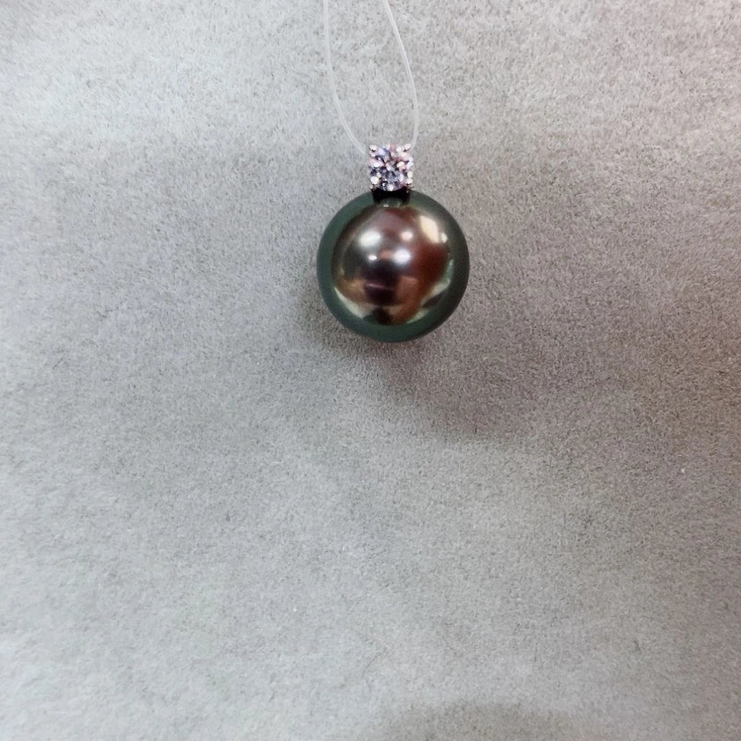 吊坠(不含链)18K金镶嵌海水珍珠10-11