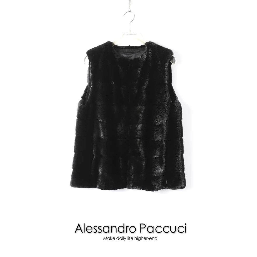 AP洛哥20281臻品宝嘉美水貂 大方保暖舒适横排重工马甲皮草