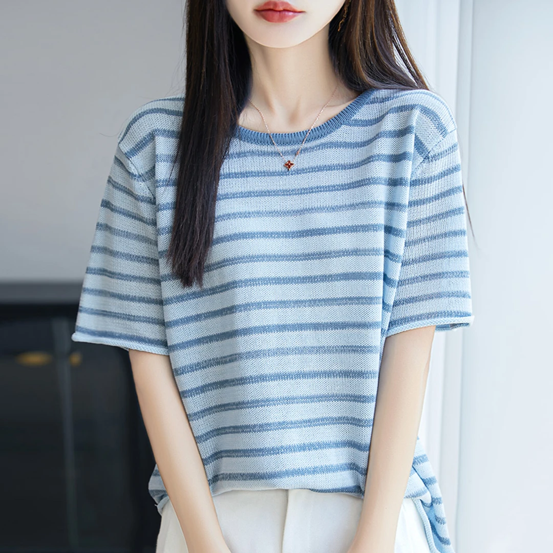 胖mm夏装特大码冰丝针织衫女士短袖t恤2025新款遮肚子巨显瘦上衣