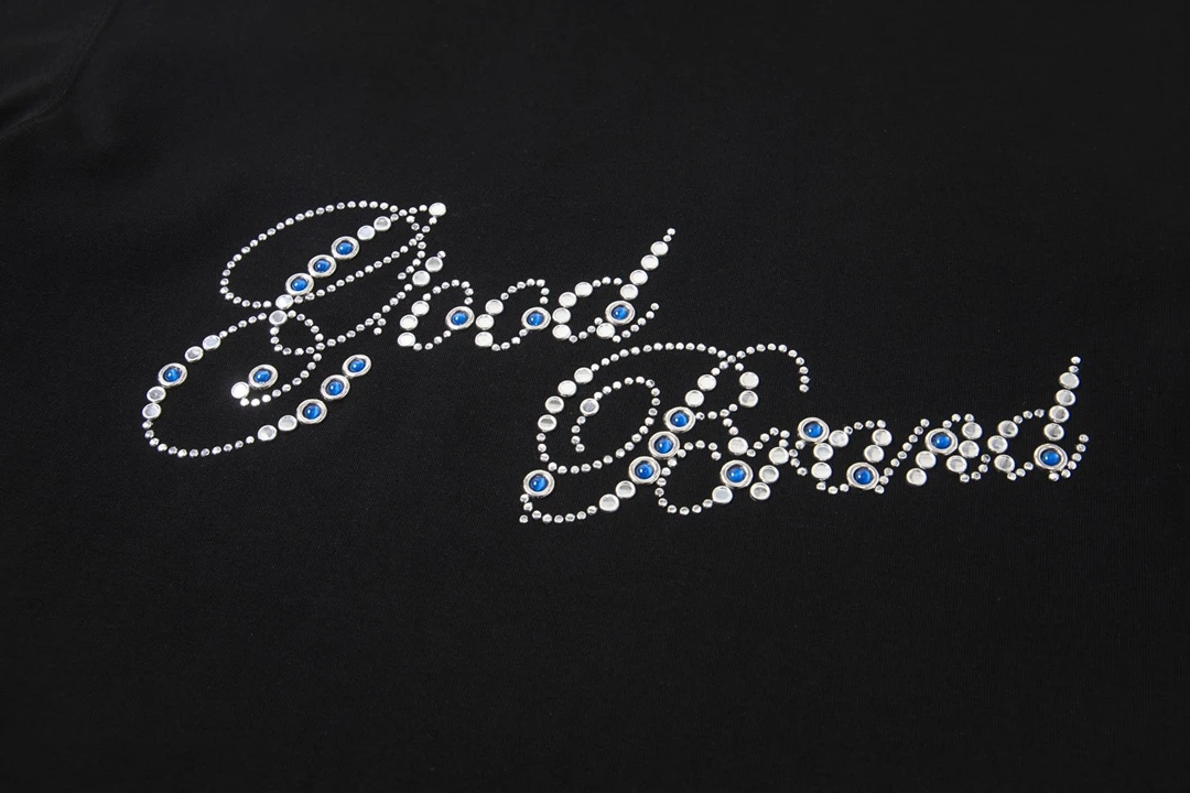 正确版GOOD花体烫片花卉高级感男女同款美式复古短袖t恤字母