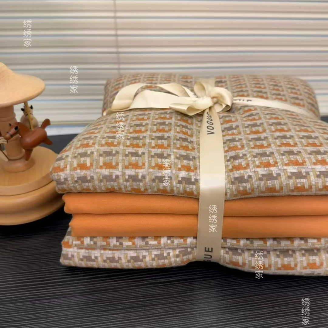 A类超柔裸睡双层纱床上四件套全棉纯棉复古小碎花双人1.8m床被套